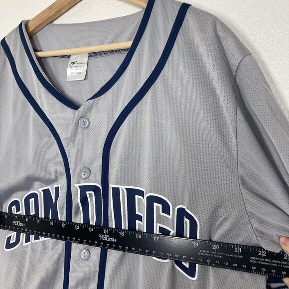 San Diego Padres Jersey Mens Large Gray Navy MLB Baseball Carlos Quentin 18 - Picture 7 of 14